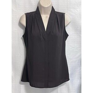 Calvin Klein Sleeveless V Neck Sleeveless Blouse Womens P Brown Office Siren